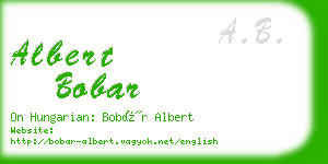 albert bobar business card